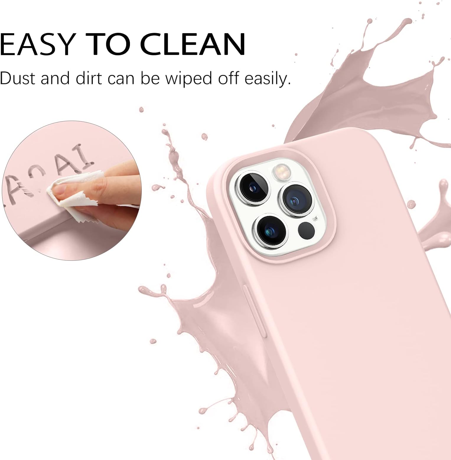 DUEDUE Silicone Case for iPhone 13 Pro Max, Ultra Slim Fit Liquid Silicone Gel Cover with Full Body Protection, Anti-Scratch Shockproof Silicone Case for iPhone 13 Pro Max 6.7", Light Pink