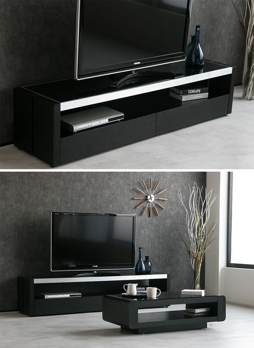モダンテレビ台 黒と茶色 引き出し付き Amazon｜テレビボード ガラス製 木製 高級 おしゃれ 160 テレビ