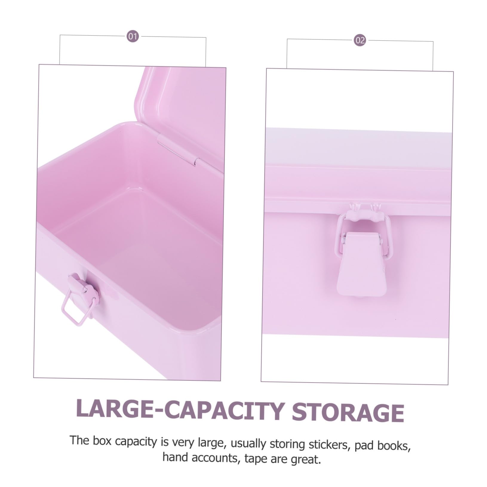 POPETPOP Caja de Almacenamiento de Escritorio Resistente de Hierro Rosa, Organizador Simple Prueba de Golpes para Papelería y Oficina