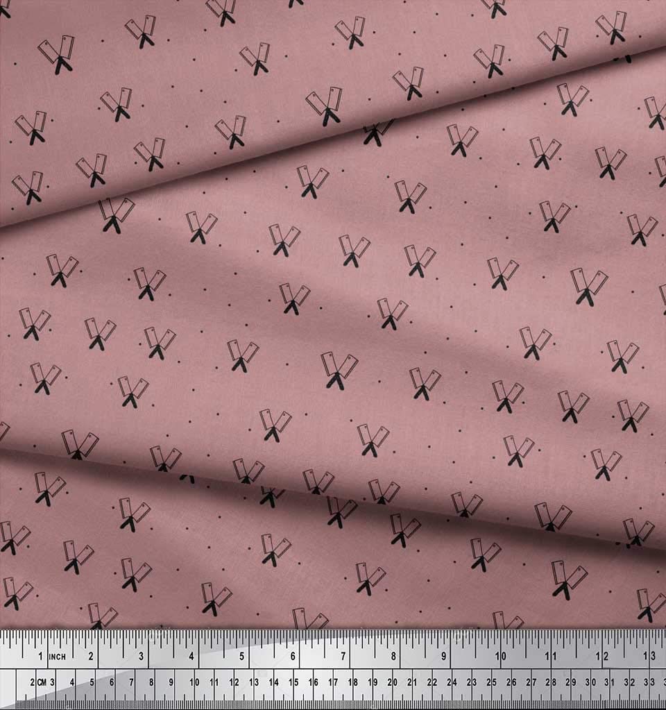 Soimoi Rayon Fabric Dot & Butcher Knife Shirting Print Fabric by 