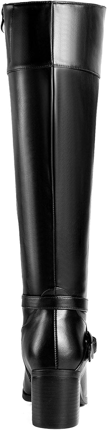 ANN CREEK 'Jumas' Women's Knee-high Square Toe Block Heel Crisscross Buckle Straps Cowboy Riding Boots - Image 6