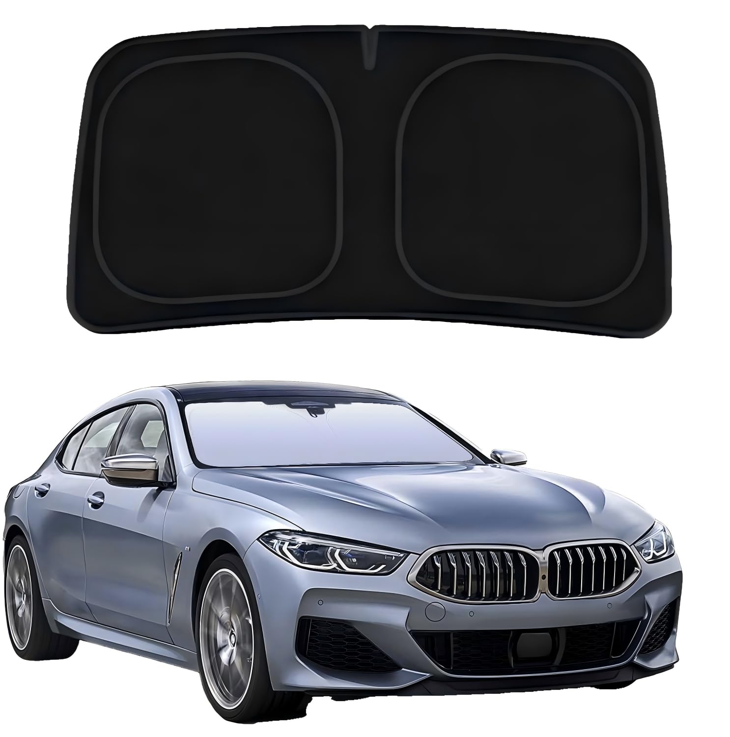 HLYZDBY Car Windscreen Sun Shade for Abarth 500e Cabriolet 2023 2024 2025, Thickened Titanium Cloth with Water-Needled Cotton Foldable UV & Heat Block Sun Visor