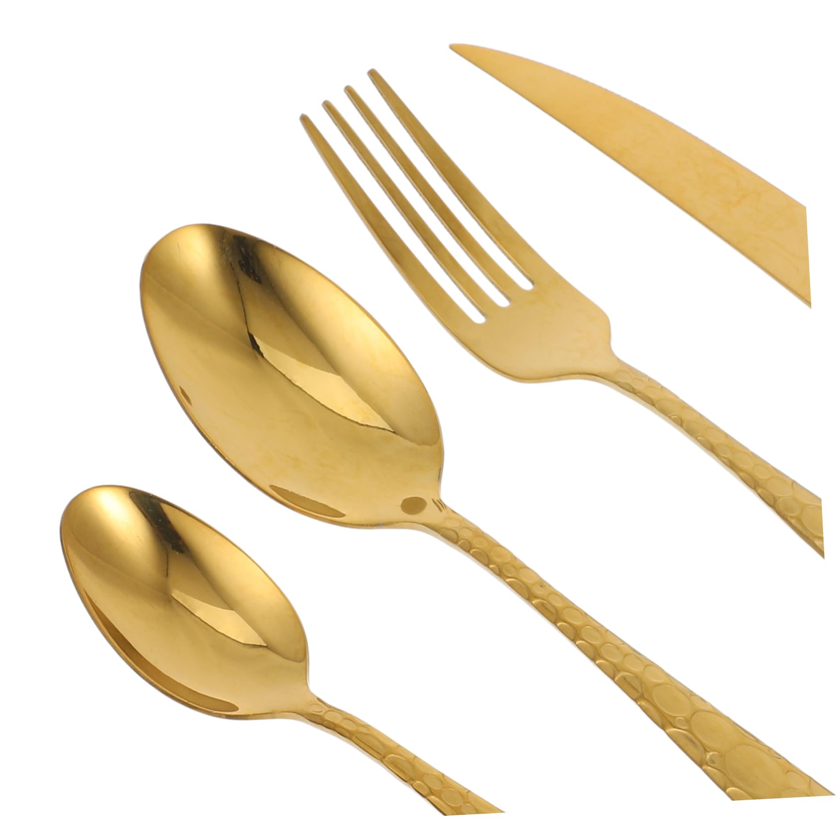 ULTECHNOVO Set di Posate per Bistecca in Acciaio Inossidabile, 4 Set, Finitura Oro, Design Elegante per Cene in Famiglia e Ristorante