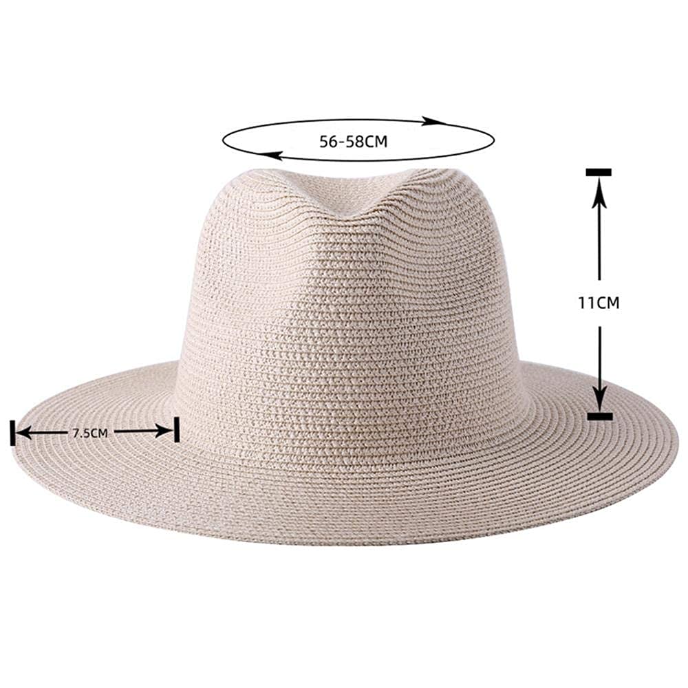 Sombrero para el Sol Paja de ala Ancha para Mujer Sombra al Aire Libre con cinturón Tejido Superior