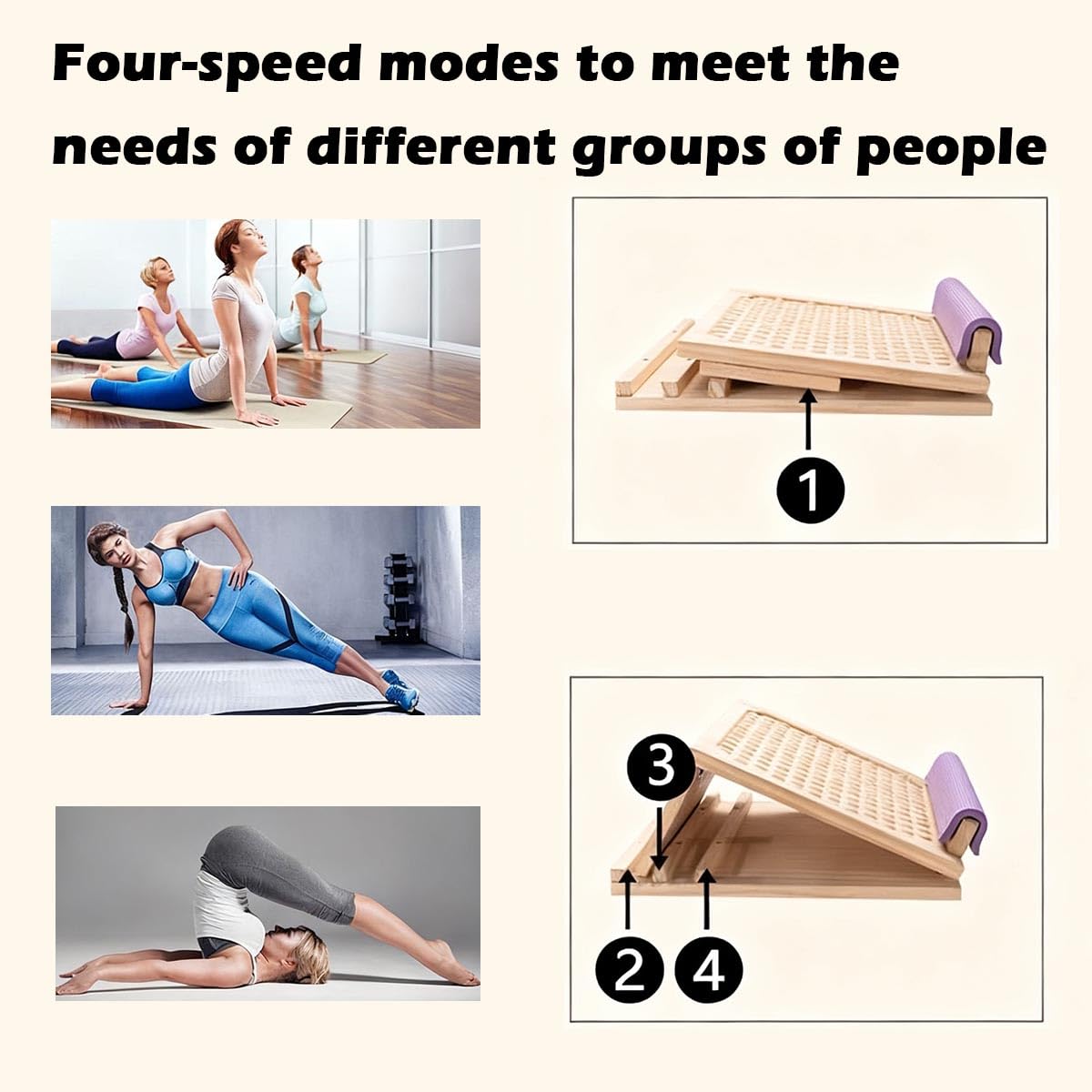 Pedana inclinata in legno, 4 angoli di inclinazione, regolabile, per allungamento, equilibrio, allenamento