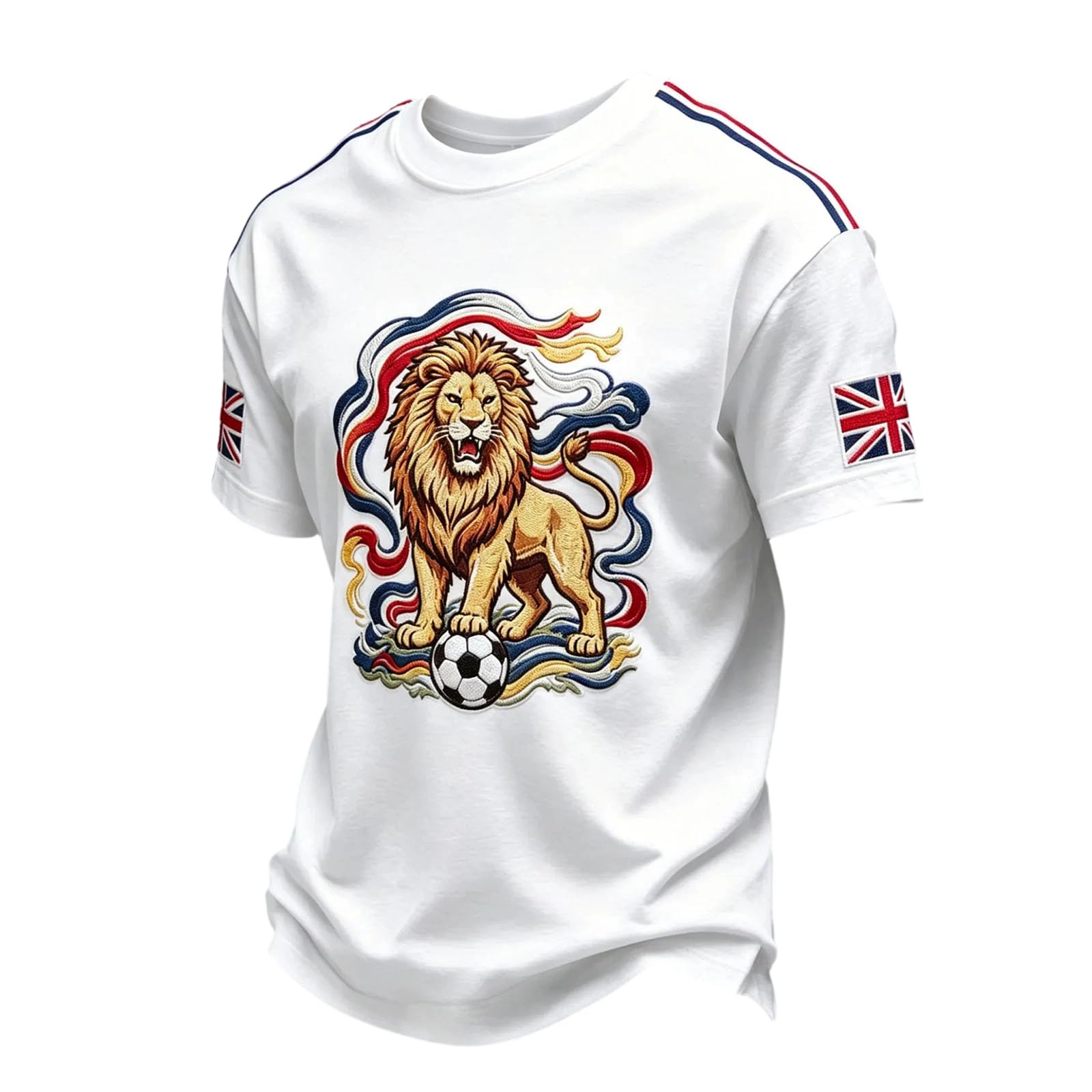 Football Jersey Men Men's England Soccer Retro Tops Vintage Breathable Short Sleeve T Shirt Crew Neck Fan Apparel for Game Day or Daily Wear 02-White 4XL