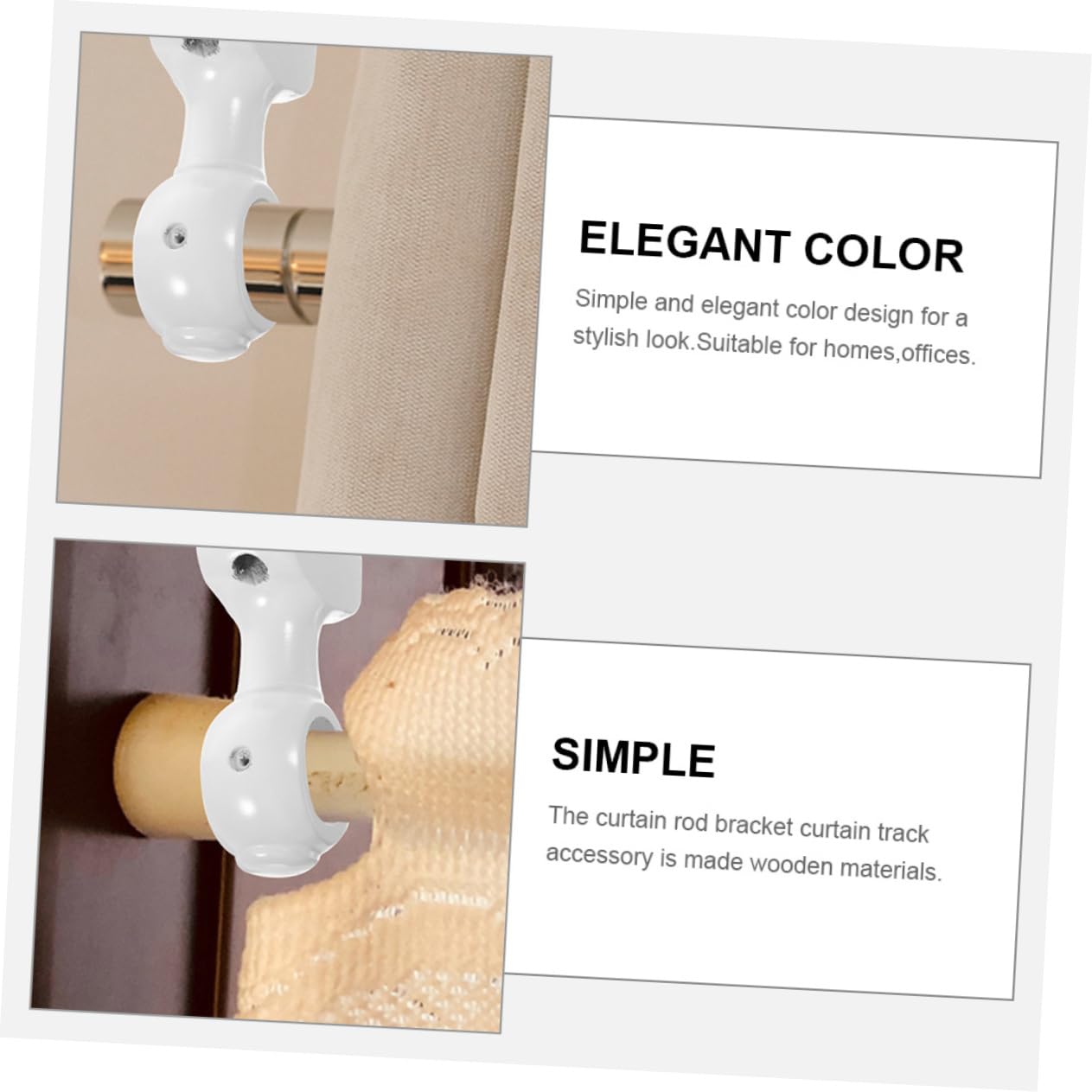 Zerodeko 3 Ensembles Support De Tringle À Rideau Support Tringle Rideaux Support Rideaux Crochets Support De Barre De Rideau Supports De Cantonnière Support De Mur-Rideau 2 Pièces * 3
