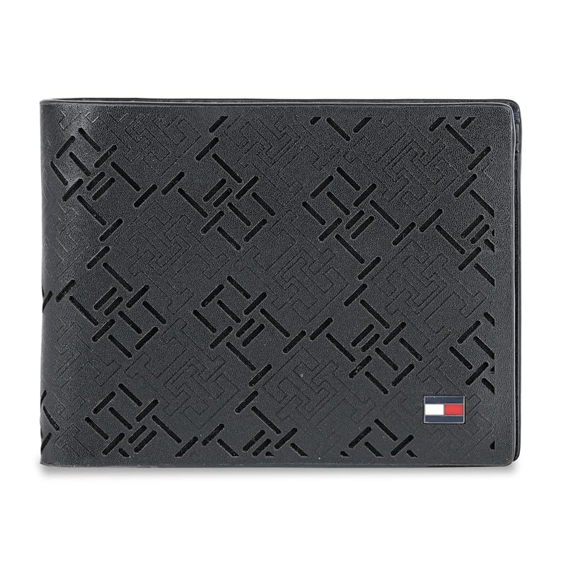 Tommy Hilfiger Men’s Genuine Leather Global Coin Wallet Strovolos – Black | Slim Bifold with Secure Coin Pouch, 2 Compartments 4 Card Slots | Stylish Purse of Gents