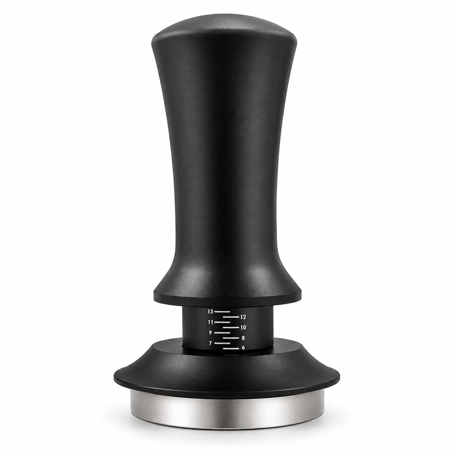 53mm Tamper, Matte Black Coffee Tamper with Ripple Base for Barista Use at Home