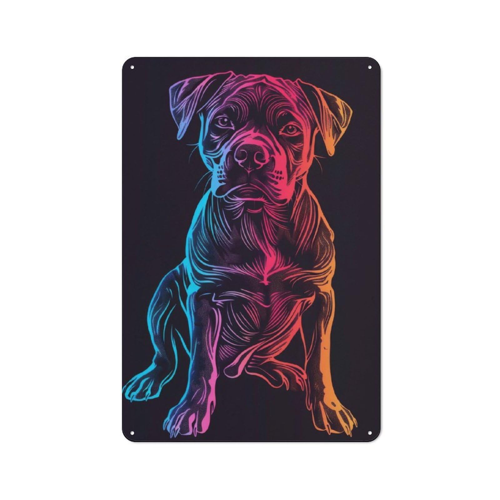 Junmoney Dog Pet Neon 30X20cm Vintage Metal Plaque With For Garage Or Workshop, A Christmas Gift For People Styling Garage And Workshop