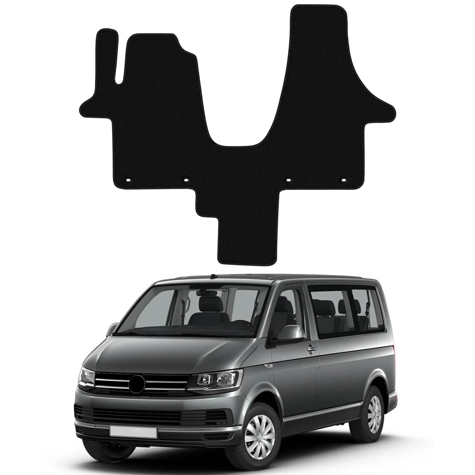 Auto Fußmatten Ersatz für VW T5 Multivan Bus Caravalle 2 Sitzer 2003-2015, Premium Fussmatten Sitz Vorn Classic Schwarz Auto Teppiche Passform