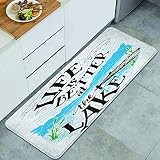 FOURFOOL Standing Mat Kitchen Rug,Cabin Decor Life is Better at the Lake Wooden Pier Plants Mountain