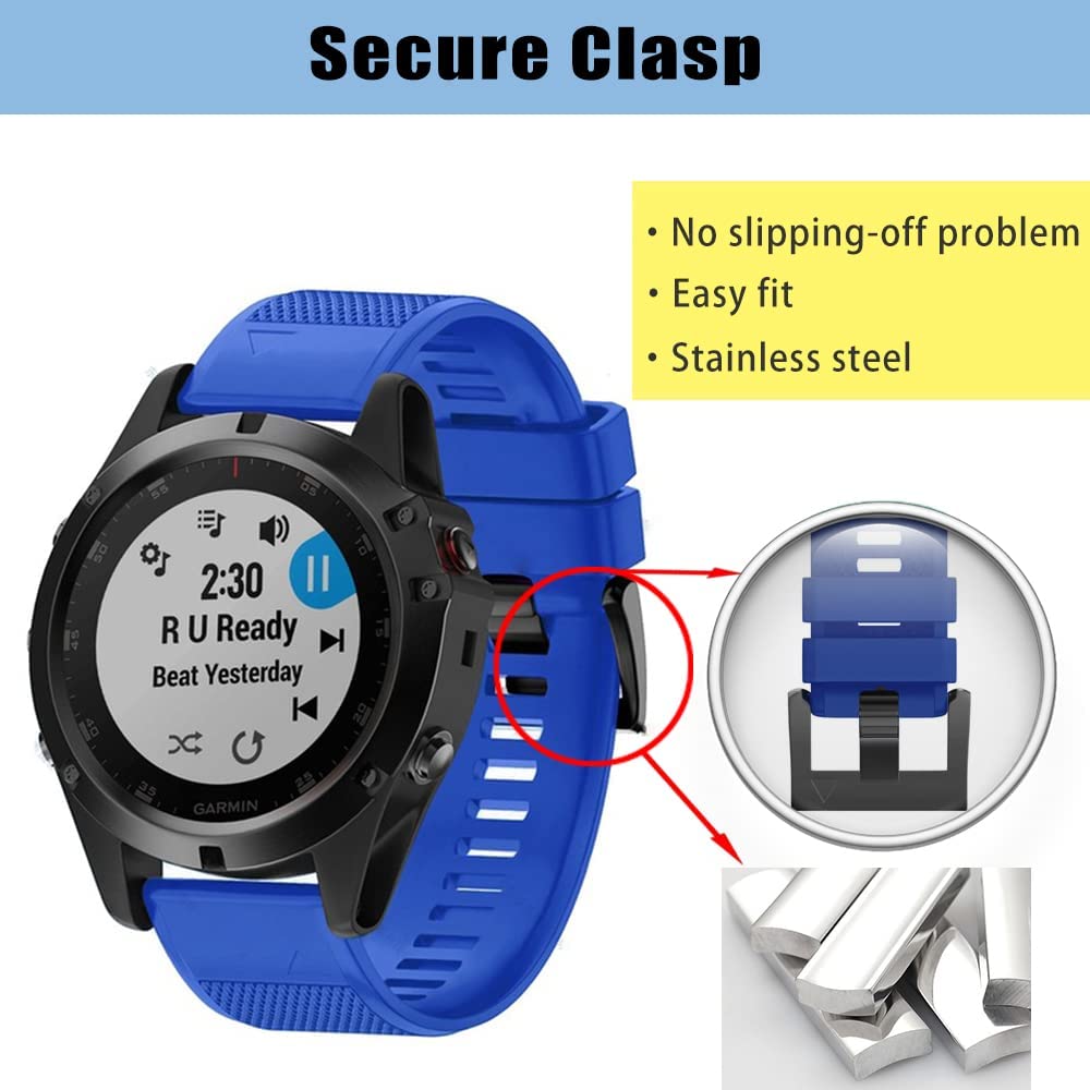 Watch Band Fenix 5 22mm Width Compatible with Fenix 5/Fenix 5 Plus/Fenix 6/Fenix 6 Pro/Forerunner 935/Forerunner 945/Instinct Tide/Instinct Tactical (Navy Blue)