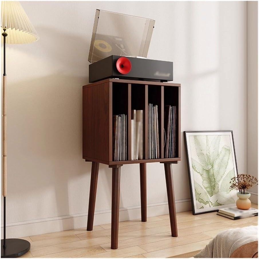 Cd Rack Living Room Minimalist Cd Display Cabinet Wooden Unit Storage Holder,Brown