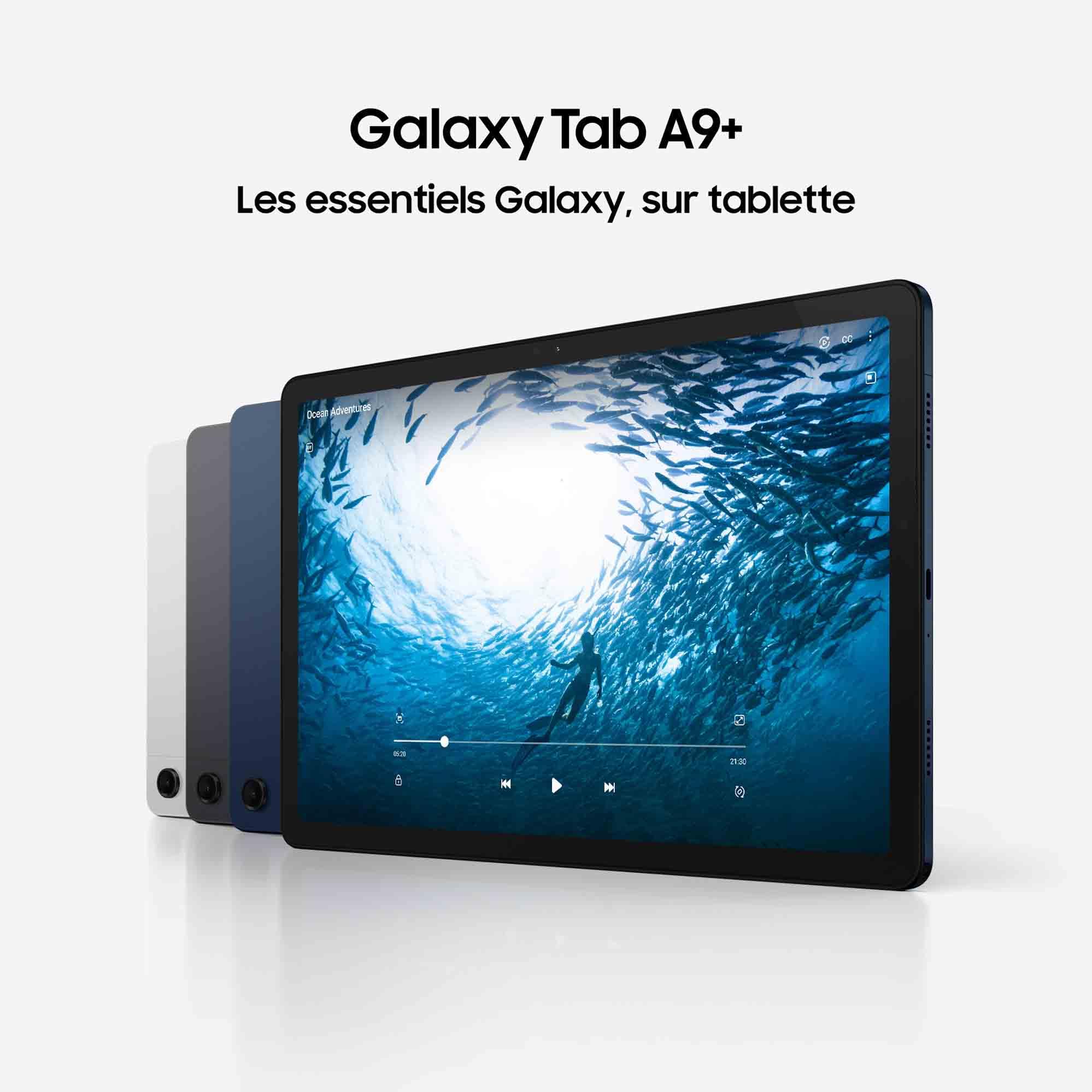 Samsung Galaxy Tab A9+ Tablette Android, 128 Go de Stockage, Grand écran de 11", Wifi, Son 3D, Anthracite, avec Chargeur secteur rapide 25W inclus (version FR)