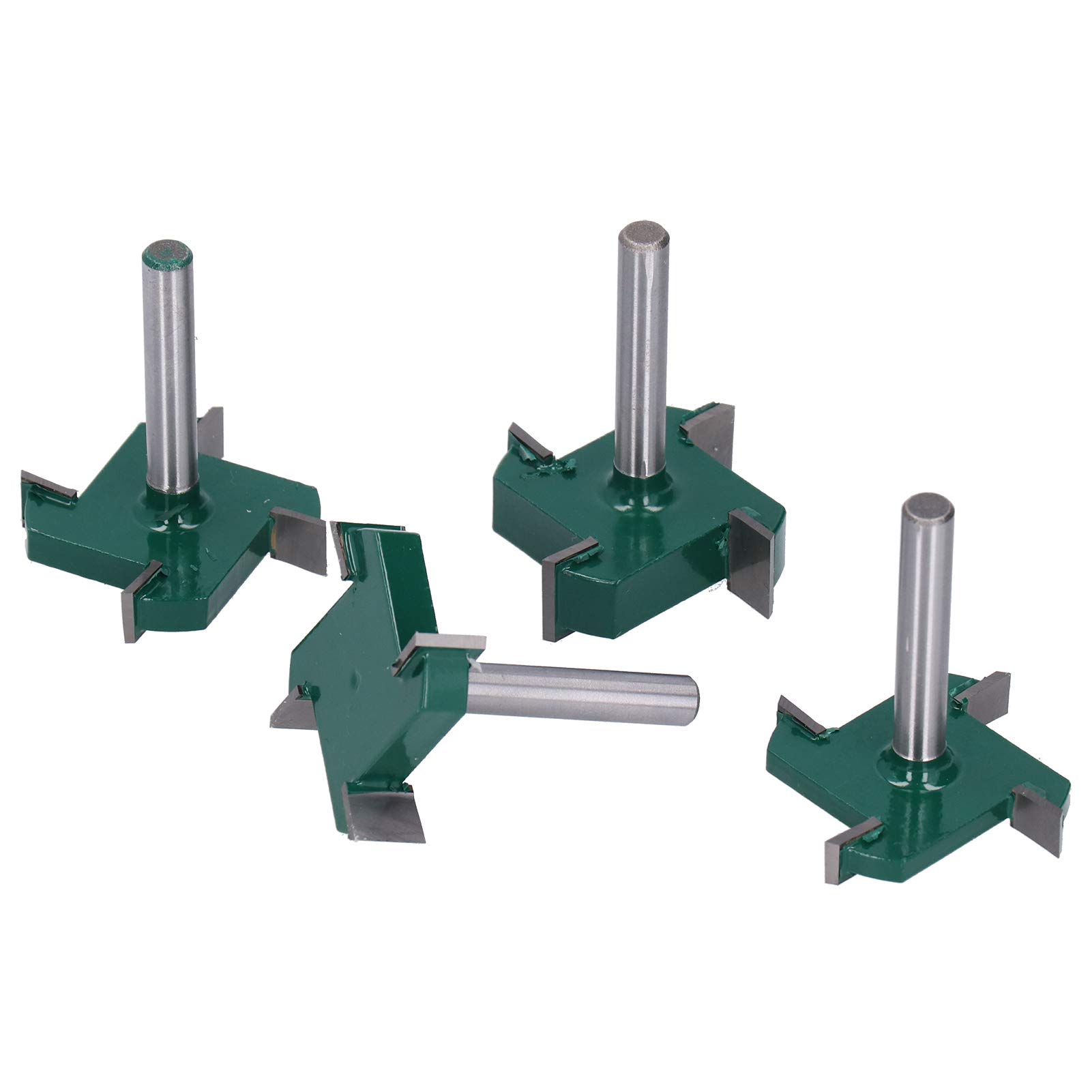Fresa for legno con scanalatura a T in carburo YG6 | Verde Nero 4 pezzi 4 flauto Dimensioni multiple Gambo da 6 mm: lavorazione del legno CNC