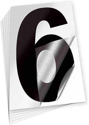 iSYFIX Calcomanías de vinilo negro número 6 (seis), paquete de 6 autoadhesivas de 10 pulgadas, calcomanías troqueladas y preespaciadas para buzón,