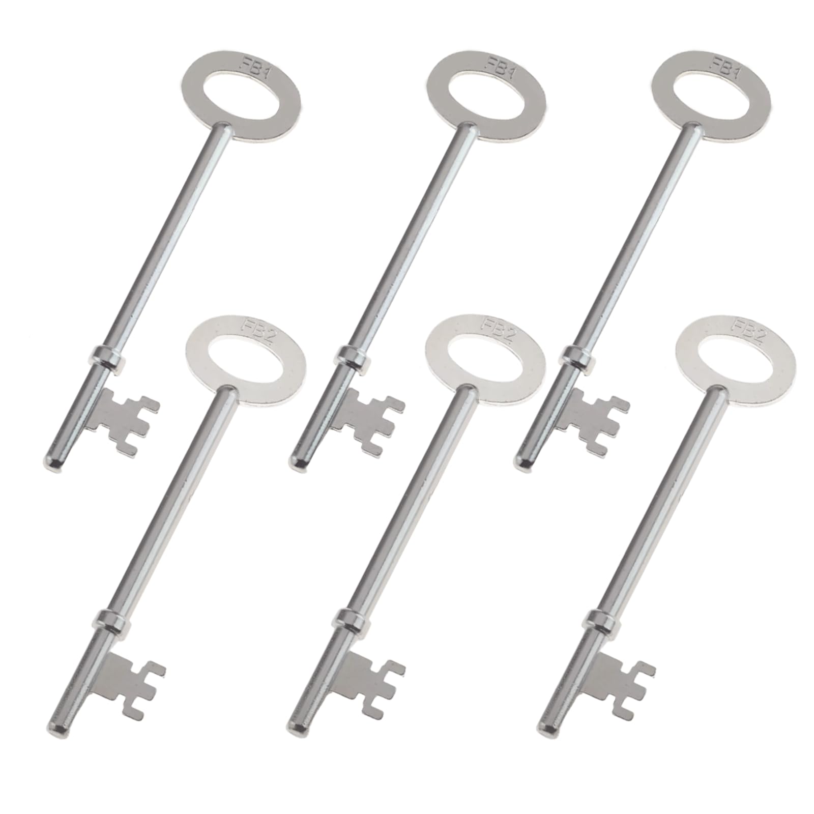 6PCS FB Keys Set, 3pcs FB1 and 3pcs FB2 Fire Brigade Keys, Sliver