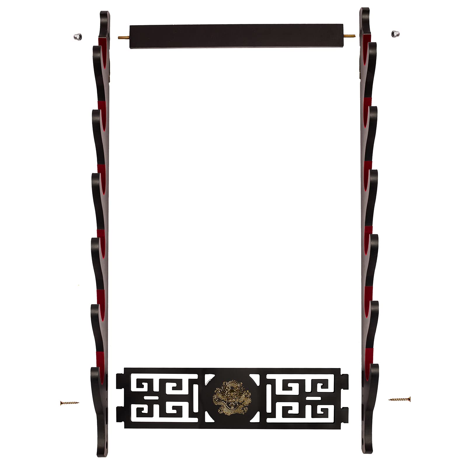 Porta spada Katana staffa da parete Samurai Spada Telaio Display Frame Red Velluto China Drago Style (6 strati)