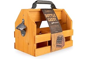 Treasure Hut Rustic Wooden 6-Pack Bottle Carrier Beer Caddy