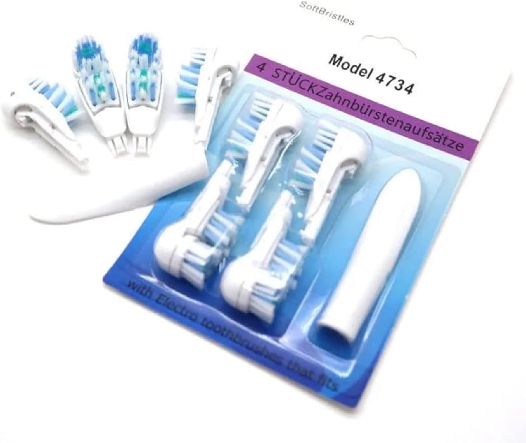 Ustbaly Dual-Action Electric Replacement Toothbrush Heads - Cup-Shaped and Action Cup Brush Heads - Efficient Cleaning - Easy to Replace (4Pcs)