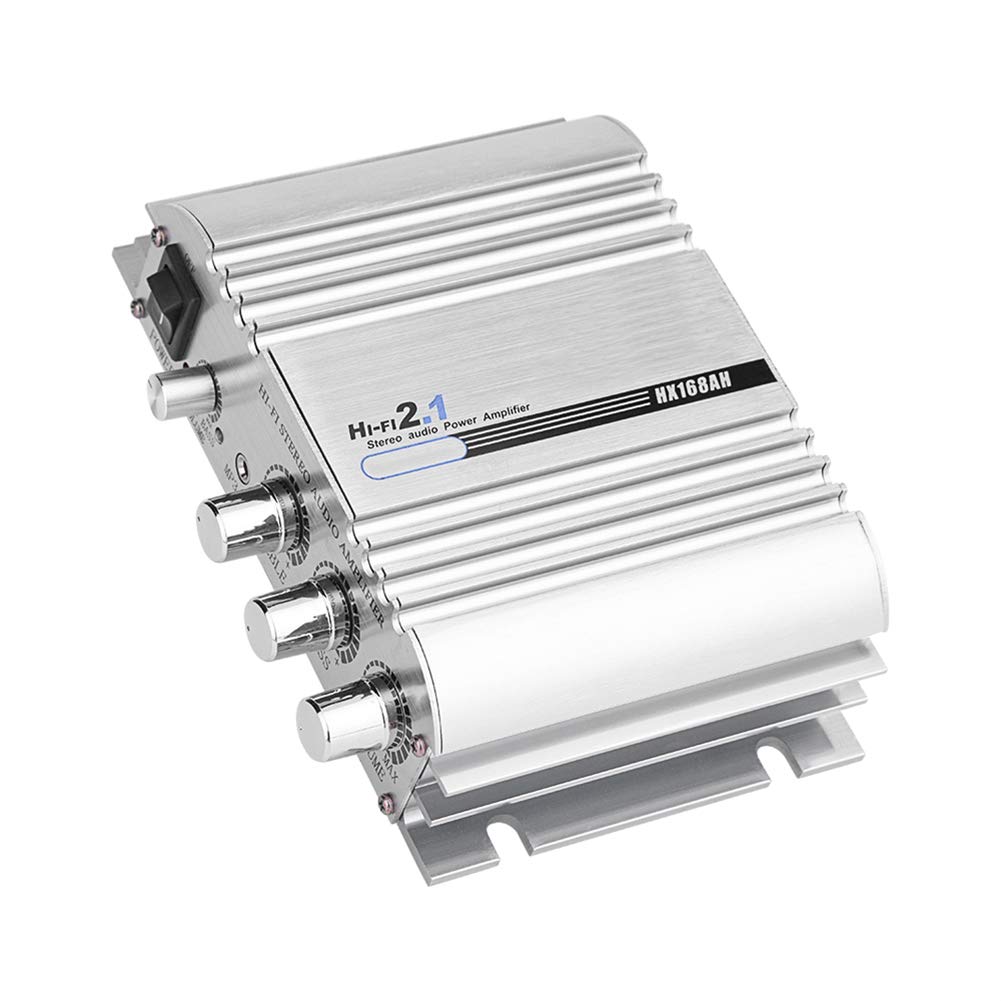 2.1 Channel Car Amplifier AMP Mini Audio Stereo Heavy Bass 12V 40Wx2 + 60Wx1 Subwoofer Output Low Noise Aluminum Alloy for Car Motorcycle Boat