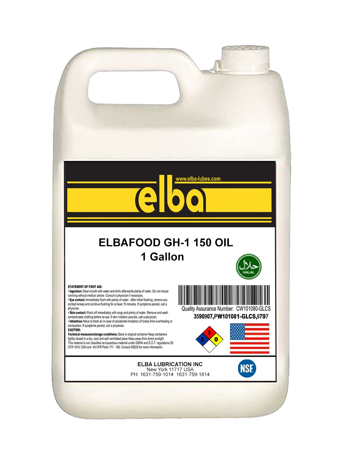 Food Grade Gear Oil | Synthetic Blend | SAE 85W-90| IS0 150 | Industrial Gear Oil| NSF Registered AS H-1. Kosher and Halal Compare to: LUBRIPLATE | Petro-Canada | Kluber | PETROCHEM | (1 GL) USA