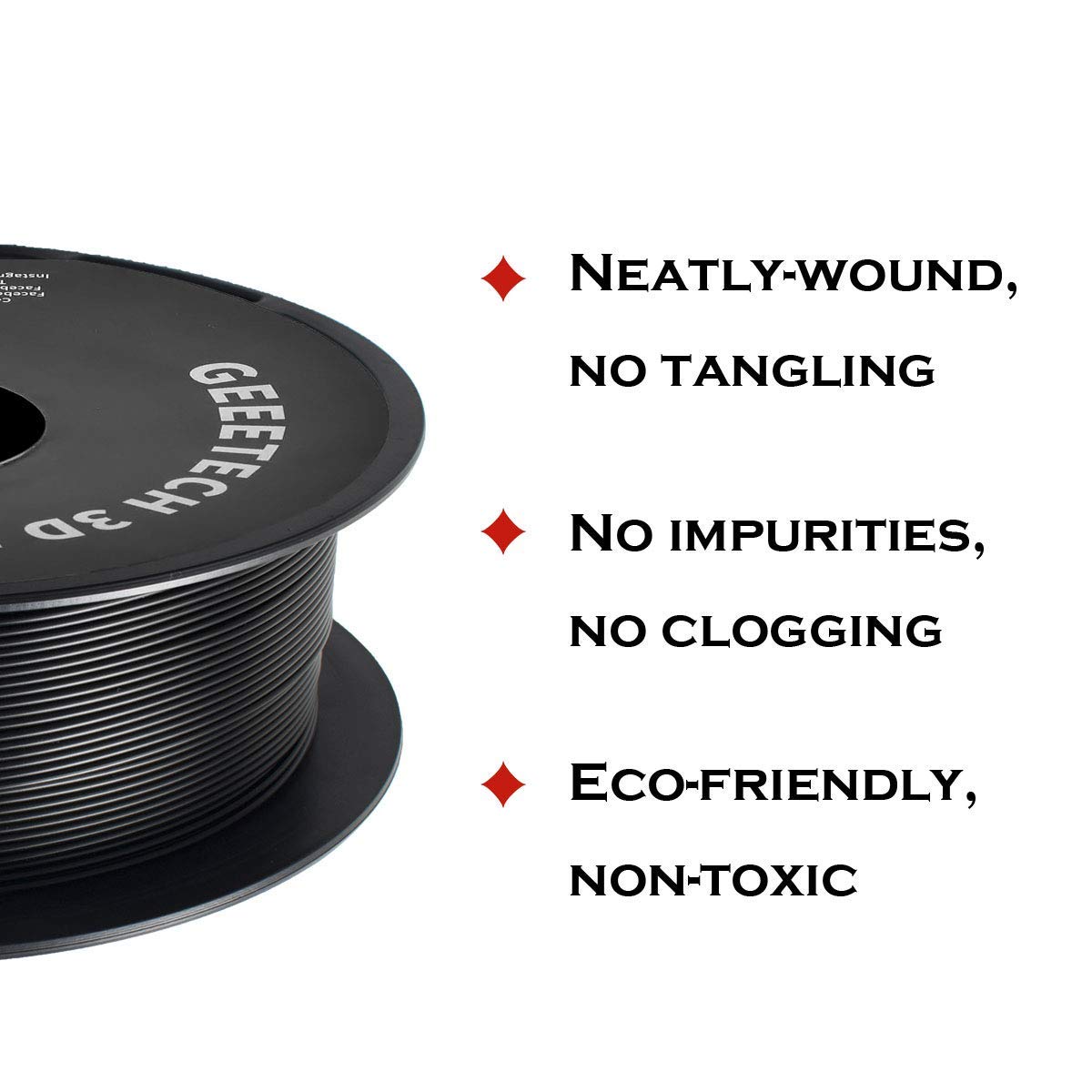 Filamento PLA 1,75 mm, GEEETECH PLA Nero, Filamento Stampante 3D bobina da 1 kg, New PLA Nero