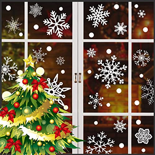 Dc-Beautiful 318 Pcs Christmas Snowflakes Clings Decoration Set, White Christmas Theme Window Stickers, Winter Snow Flakes Clings Party Decal (10 Sheets) #TOP7