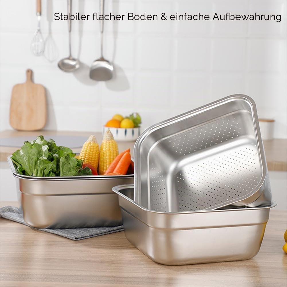 Edelstahl-Spülschüssel, Mehrzweck-Geschirrwanne für Waschbecken, großes rechteckiges Waschbecken, Geschirr-Waschschüsselkorb, großes Fassungsvermögen, Waschbecken mit gerolltem Rand, gebürstet für die