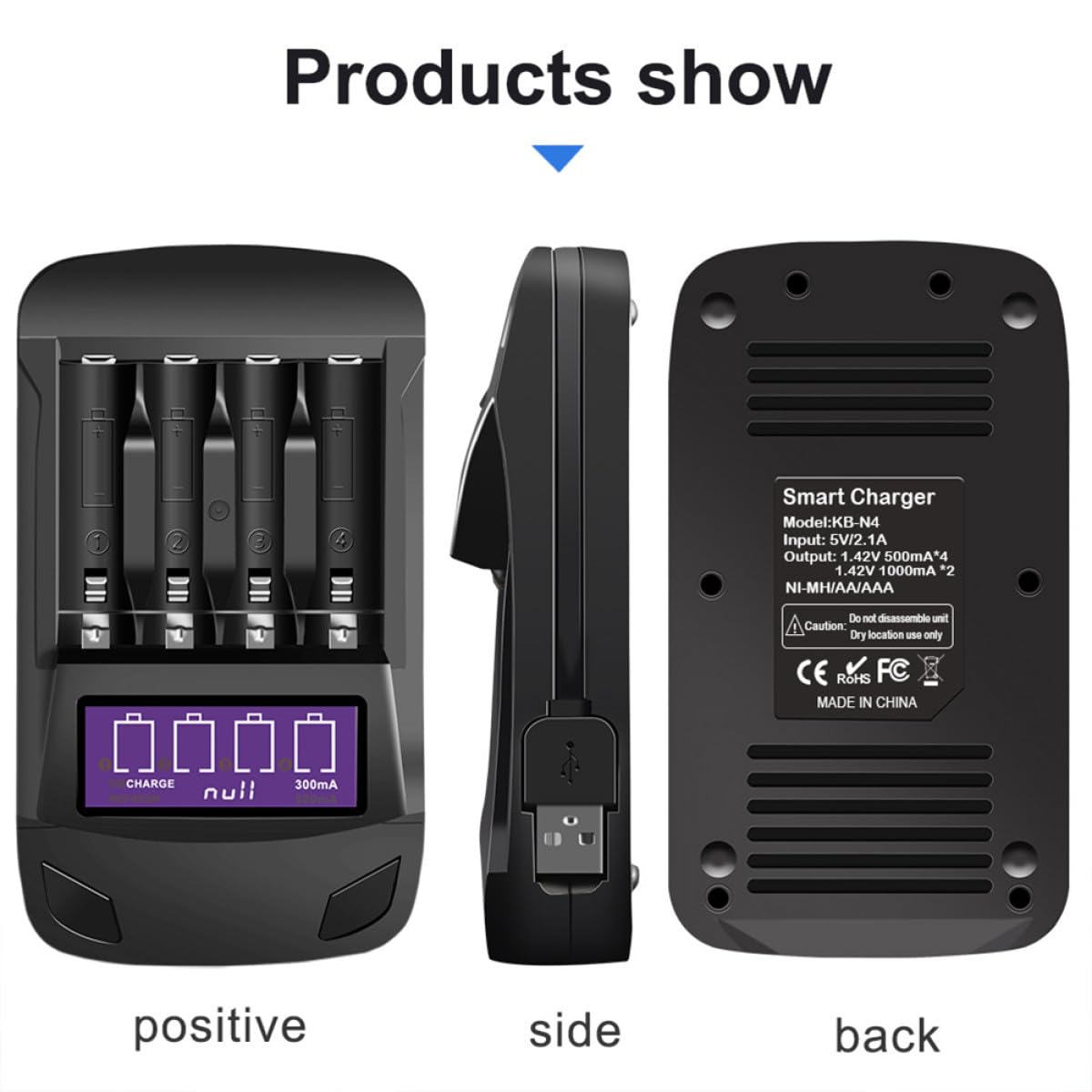 Mikikit Adaptateur De Batterie 2 Pièces Chargeur De Batterie Chargeur Pile USB Un Chargeur Adaptateur La Batterie Chargeur De Batterie Intelligent