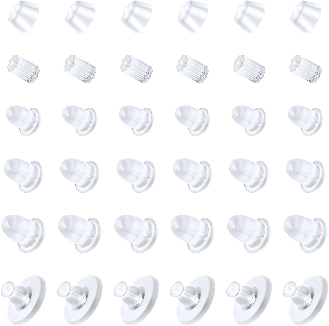 600pcs Silicone Earring Backs for Studs, 6 Styles Rubber Safety Backs