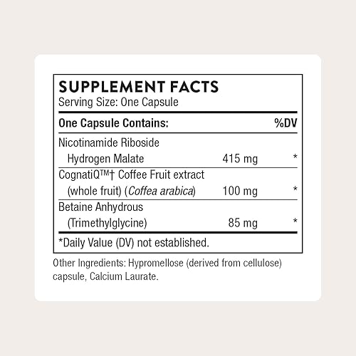 Miniatura 2 de THORNE - Factores cerebrales - Suplemento para la salud cerebral con ribósido de nicotinamida, extracto de fruta de café y betaína anhidra - Apoya