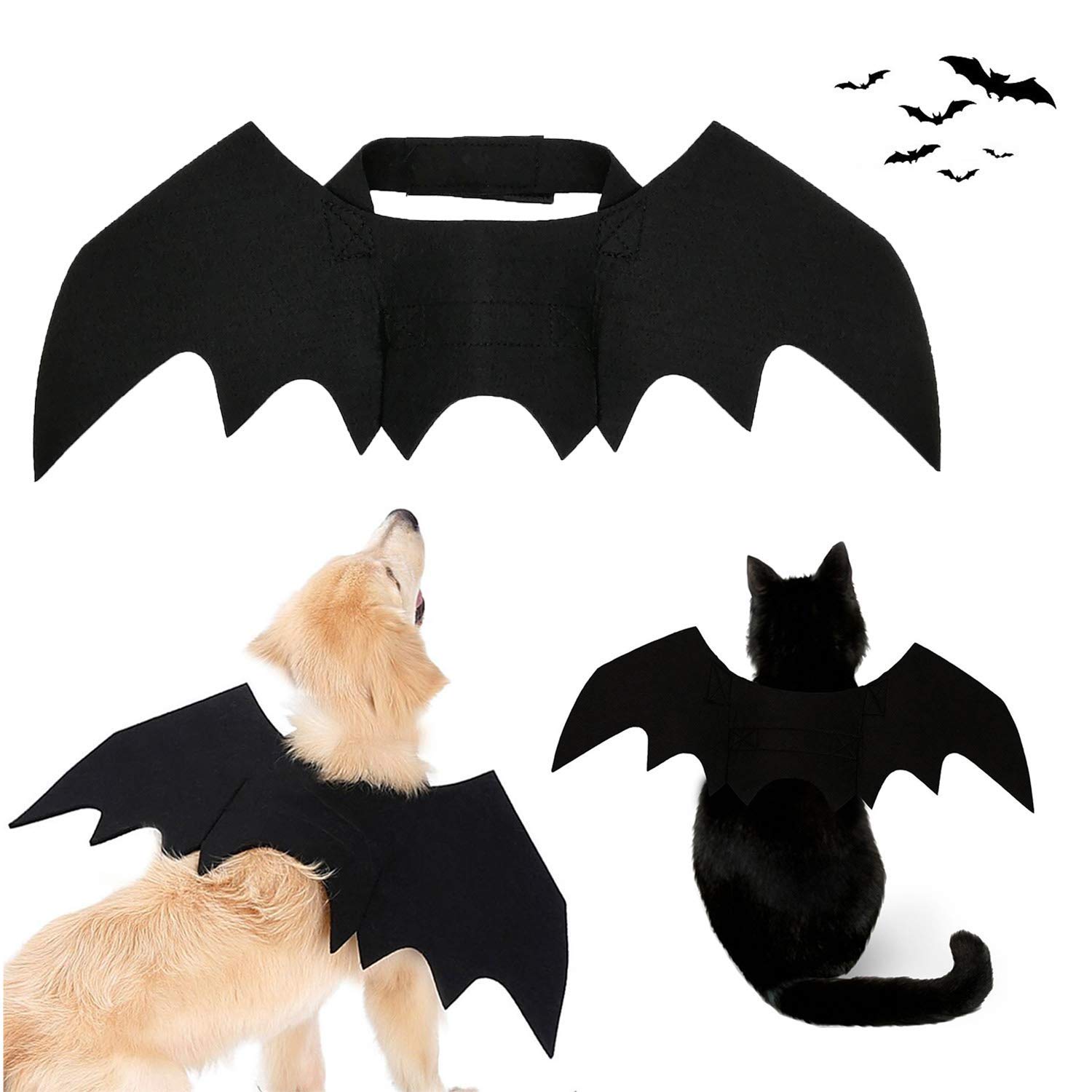 StrangeflyHalloween Bat Wings Pet Costume,Party Dress Up Funny Cool Apparel,for Cat and Small Medium Large Dog(S)