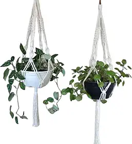 Kit 02 Suporte Corda Para Vasos Arte Macrame 70 cm