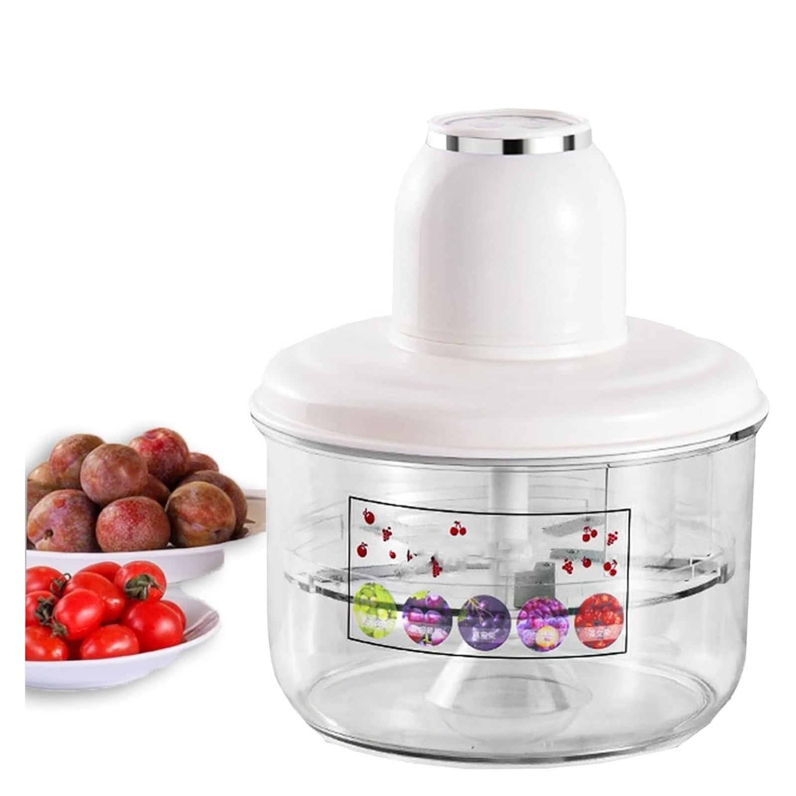 Pelapatate elettrico for uva, automatico piccoli frutti e pomodori, aglio, automatico 25S, controllo intelligente della velocità, lama adattiva(White)