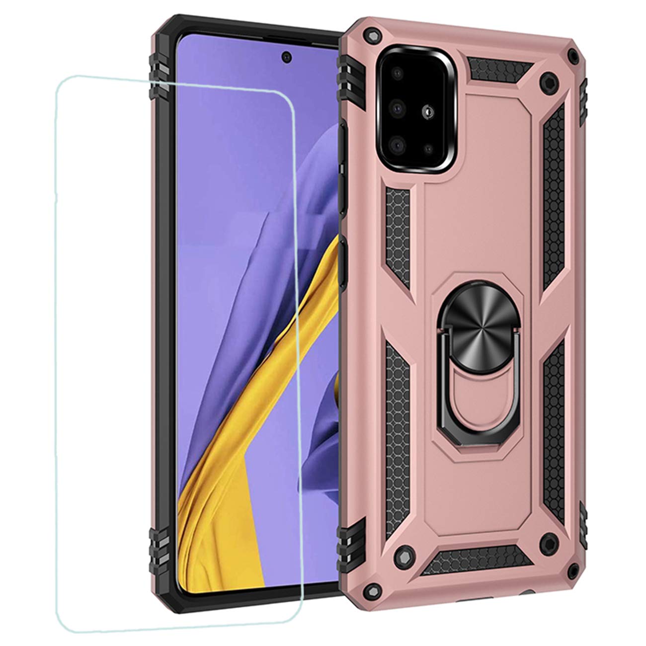 Joytag compatibles para Funda Xiaomi Redmi 9，Carcasa +Cristal Templado Silicona TPU 360 Grados Anillo Giratorio magnético Soporte Caja del teléfono del Coche-Negro — view 25