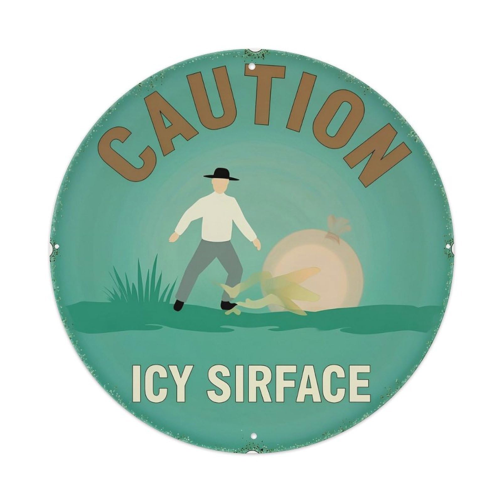 Caution Icy Surface Sign Tin Sign Metal Poster Vintage Metal Signs for Home Man Cave Bar Cafe Kitchen laundry room Wall Decorations 8x8 inches