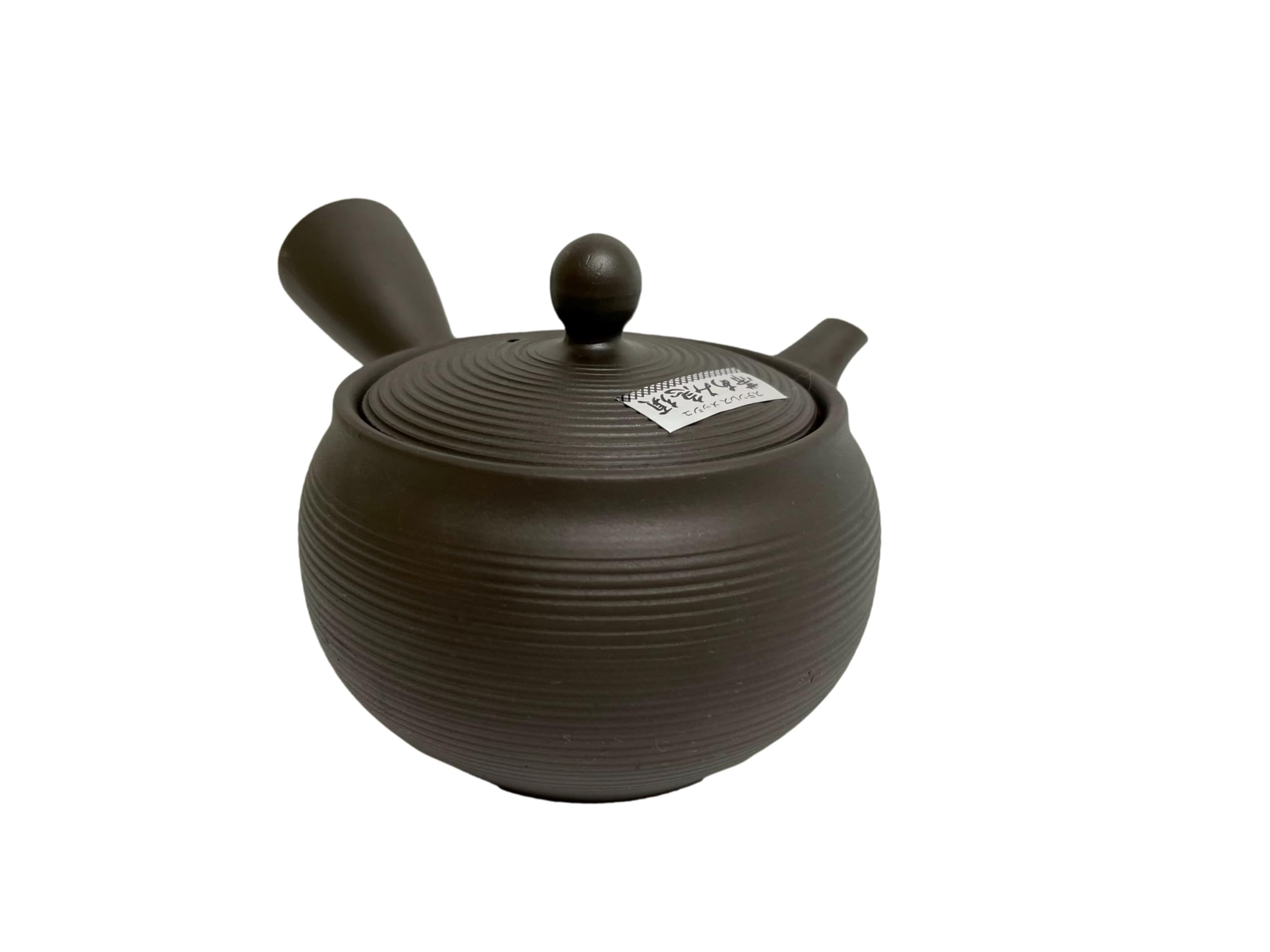 Japanese Kyusu tokoname Clay Teapot 11.5 fl.oz. Striped Line Pattern Brown Fusen from Japan 245j508
