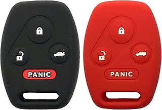 Silicone Protector Key Fob Cover Case fit for Honda Accord Civic Hybrid EX 2003-2012 CR-V Pilot EX SE 2005-2006 Pilot Odyssey Fit 2009-2015 Element Keyless Entry Key Fob (Black Red)