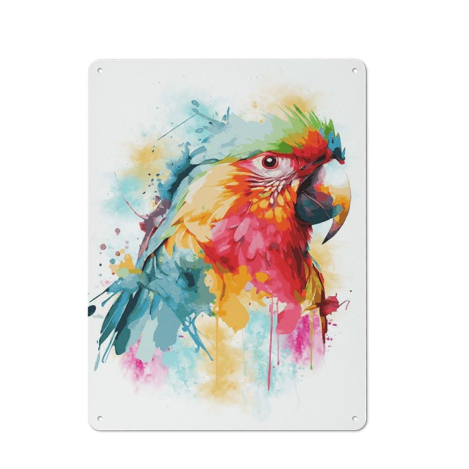 Colorful Red Macaw Parrot Metal Wall Art Sign 40x30cm, Vintage Vintage Wall Decor for Lounge, Study, Pub Or Wall Gallery