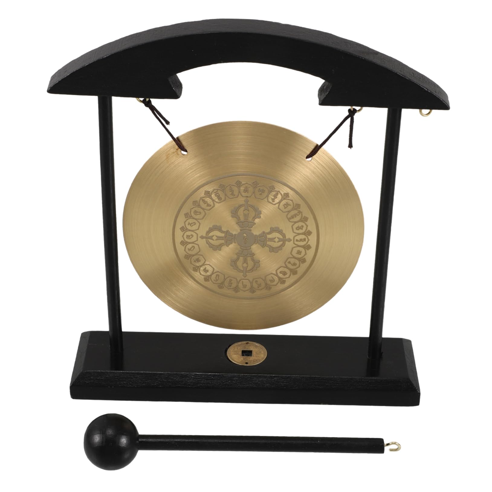 Amosfun Gong De Latón Vajra Pequeño para Meditación Decoración Zen Asiática Decoración De Escritorio Feng Shui para Hogar Oficina Estudio Artesanía Única
