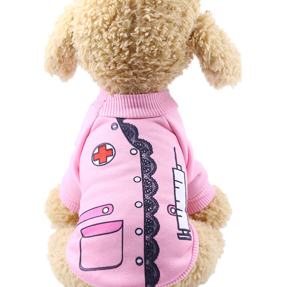 FANSU Pet Halloween Costume Dog Cat, Pumpkin Costume Puppy Cosplay Clothes Design Creative Funny Warm Outfits Pullover Animal Costumes Apparel (L,nurse)