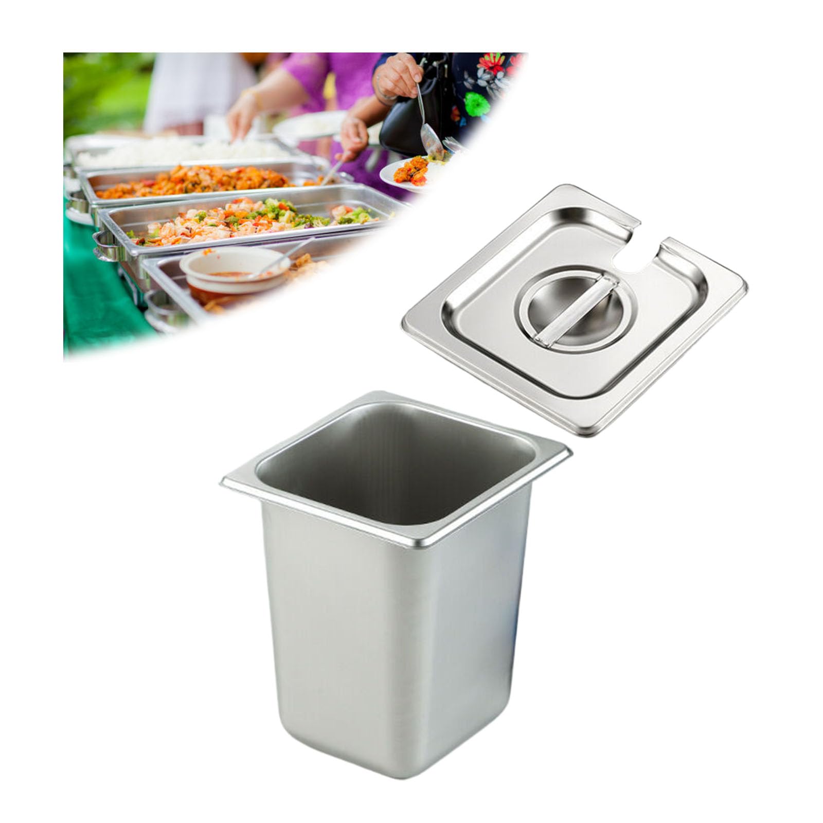 Apilable Recipiente Gastronorm,Contenedor GN Rectángulo,Sartenes Profundas De Hotel Bandeja De Acero Inoxidable,1/6（17.5 * 16.2cm）,20cm
