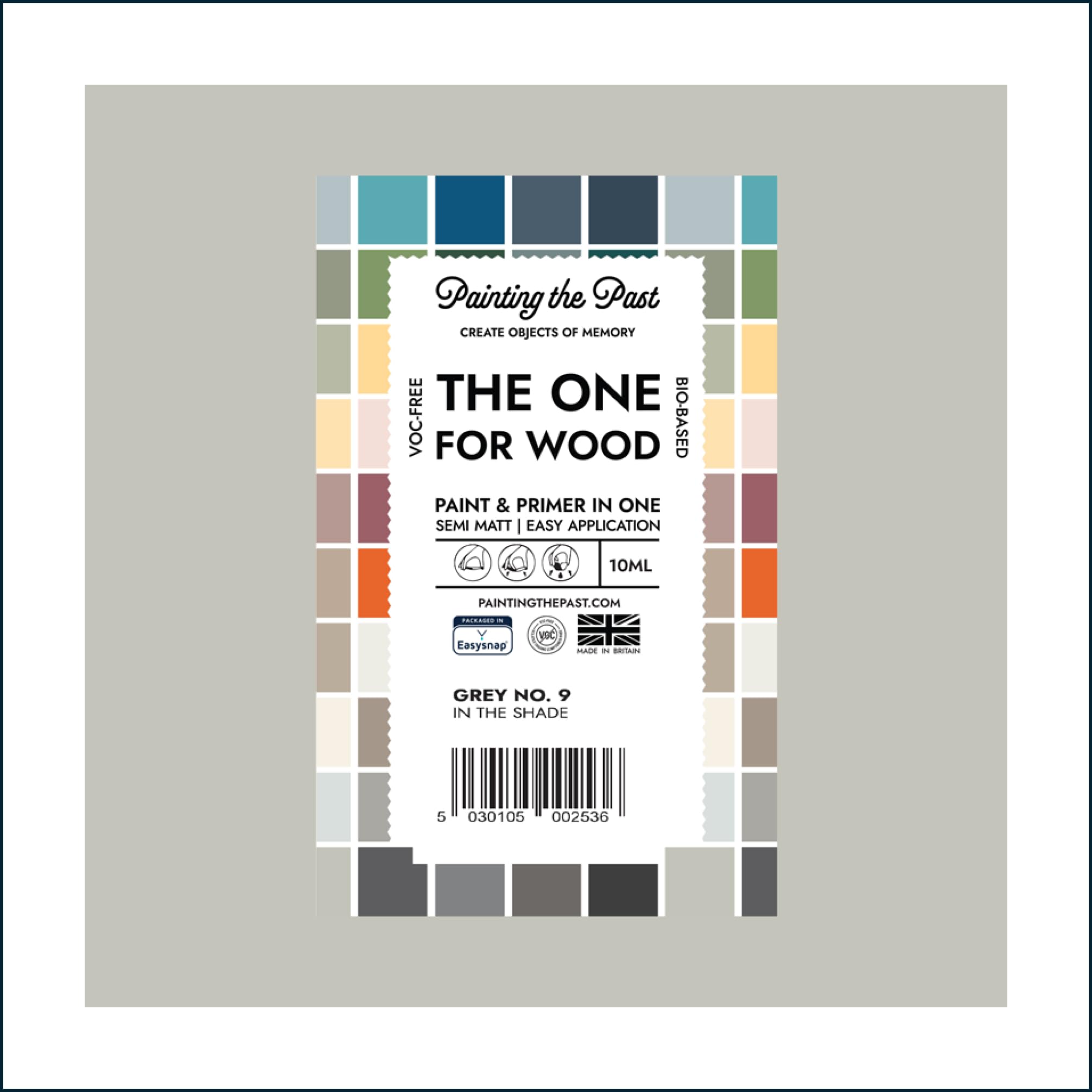 Painting The Past Grey No. 9 In The Shade The One For Wood Paint & Primer 10Ml (Sample) | Semi Matt Finish, Bio-Based & Voc-Free Formula For Wooden Furniture & Surfaces | Durable & Easy Indoor Home Decorating