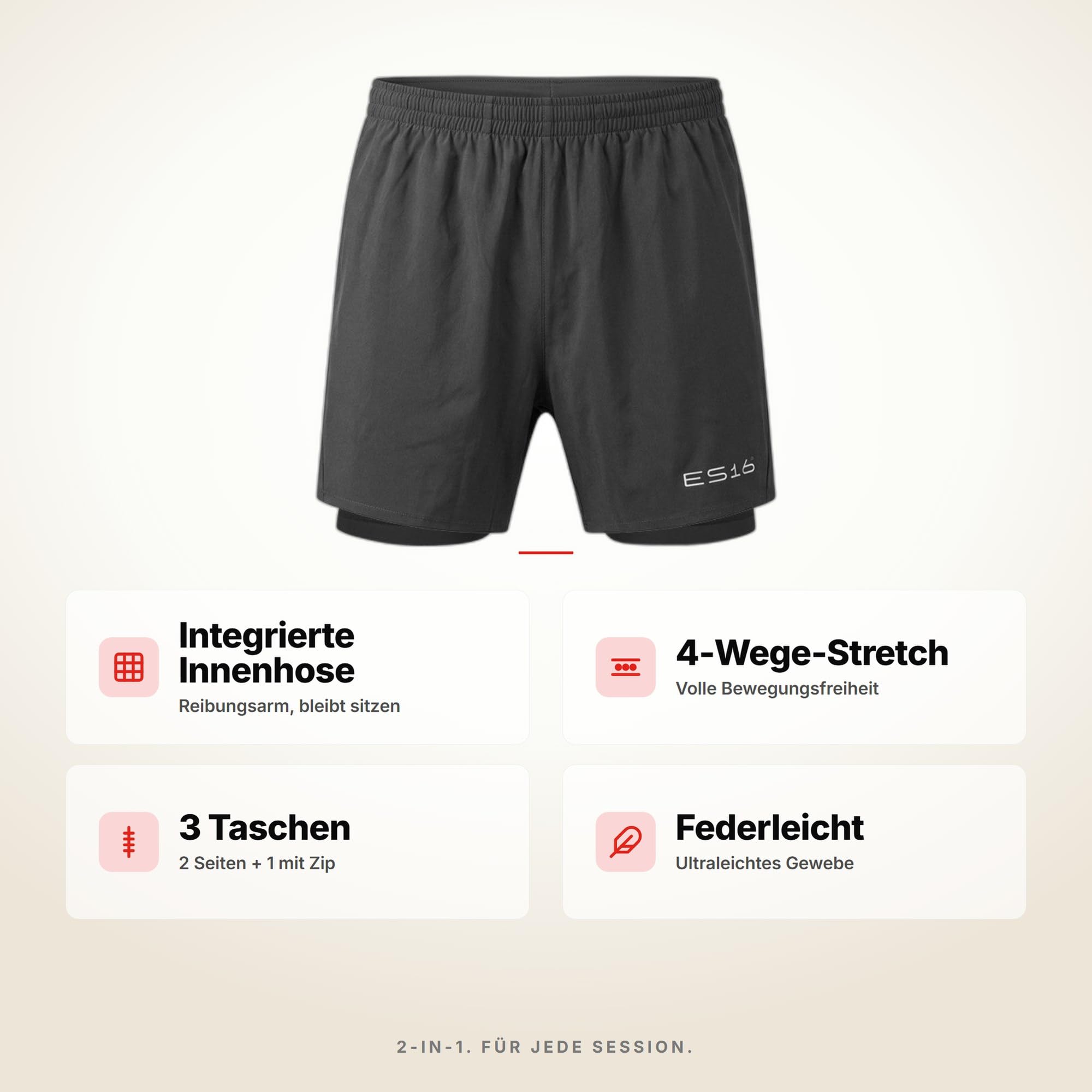 Performance Shorts mit Innershorts Damen – 2-in-1 Funktionsshorts für Radsport, Fitness & Lauf