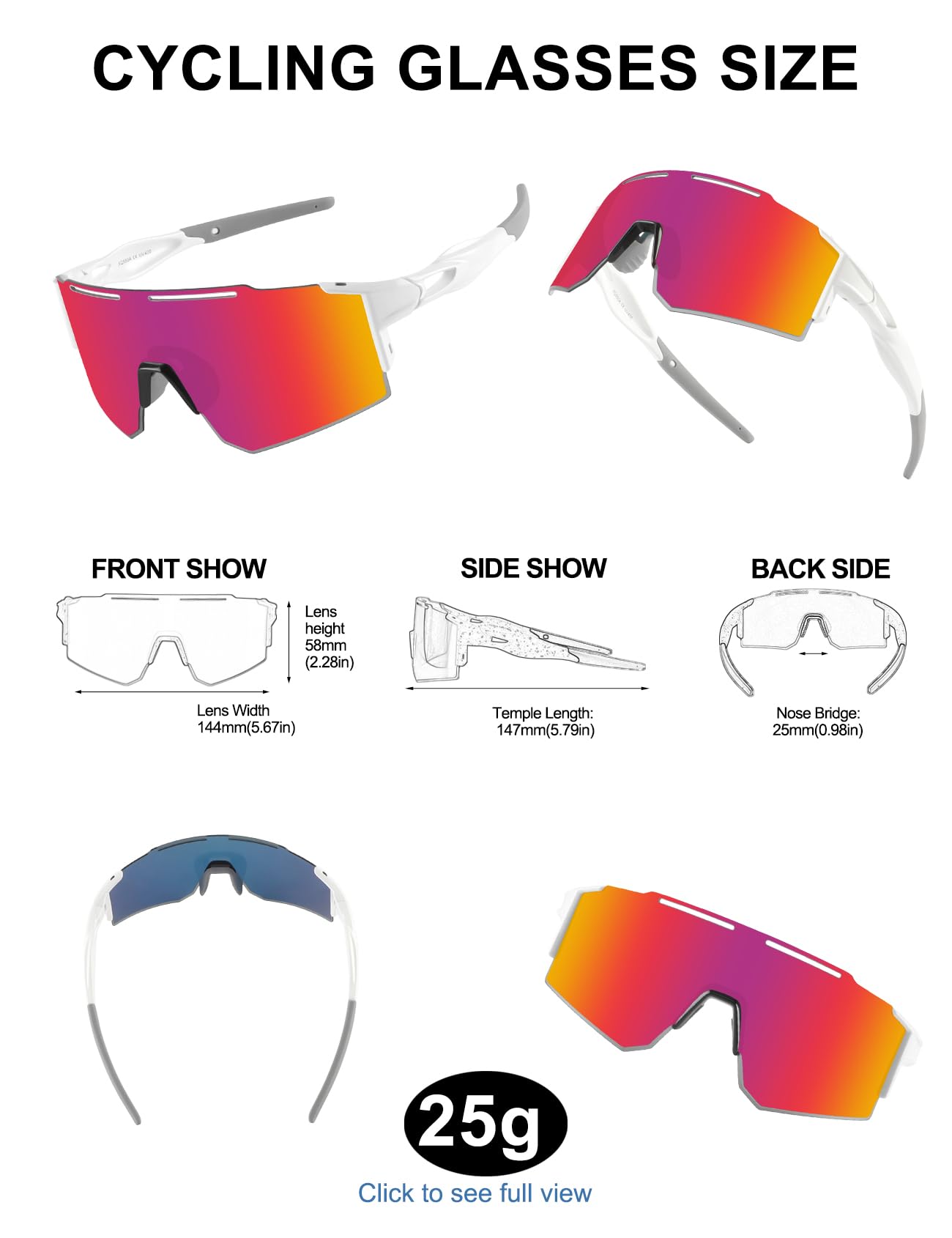 OULAIQI Gafas de sol polarizadas para hombre y mujer con 1 o 3 lentes intercambiables, 1 lente blanca y roja, L