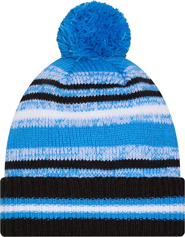 New Era Sideline Sport gestreifte Fußball-Strickmütze mit Bommel – NFL Cheer Winter Knit Toque Cap