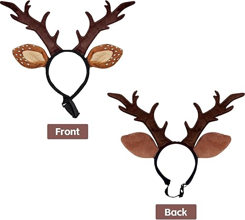 Miniatura 5 de KUDES Diadema clásica de cuernos de reno de Navidad para perro y gato, sombrero de alce ajustable para mascotas, ciervos, accesorios de disfraces (S