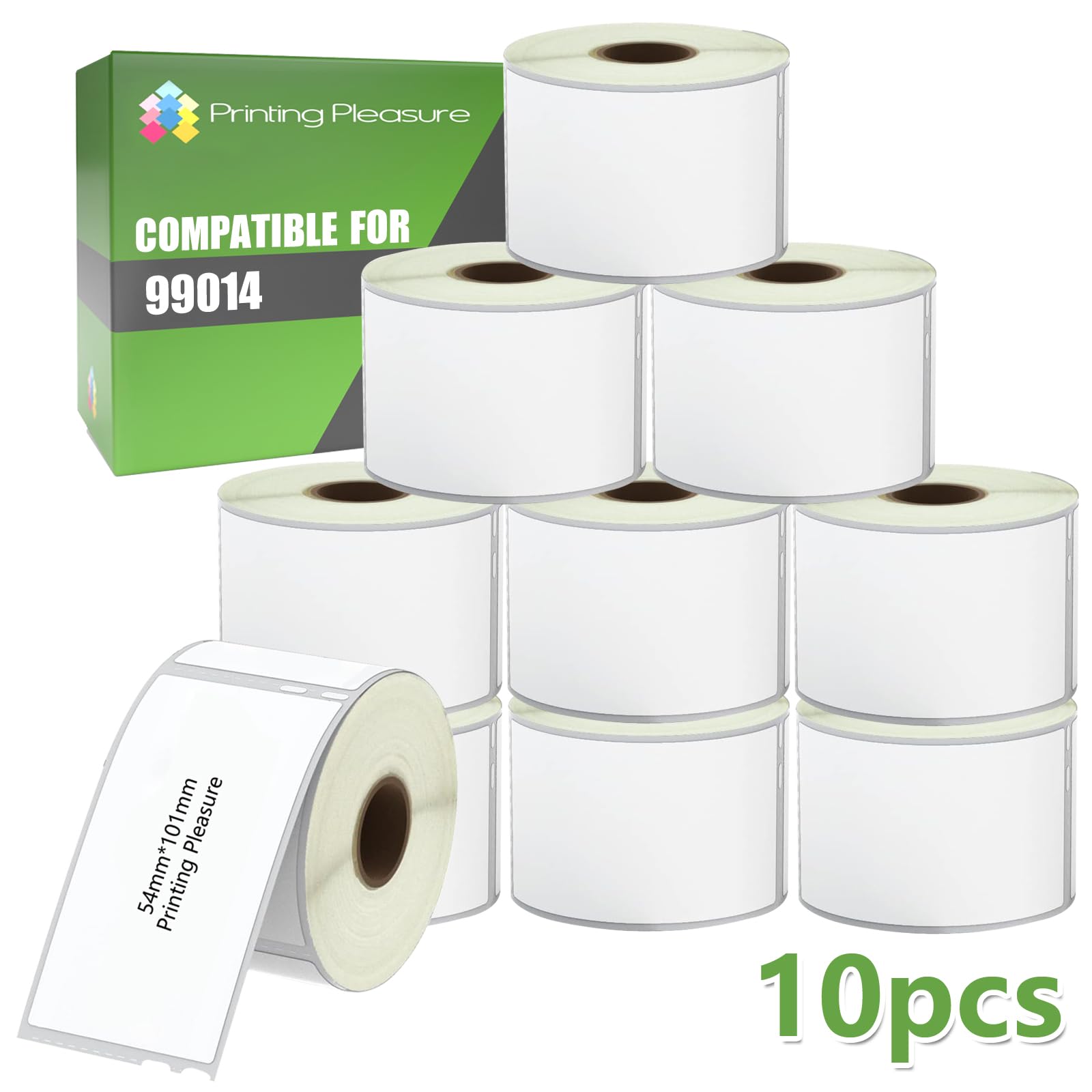 Printing Pleasure 10x Compatibile Rotolo 99014 54mm x 101mm Etichette adesive (Etichetta per rotolo: 220) per Dymo LabelWriter 4XL 450 400 330 320 310 Twin Turbo Duo SLP 450 400 200 120 100 Pro